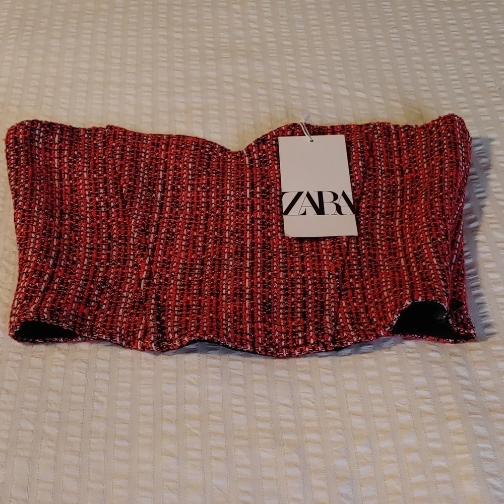 NWT Zara Tweed Bandeau/Crop Top